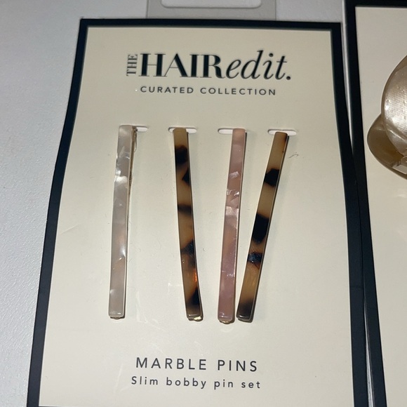 The Hair Edit set. 4 marble pins and one jellyfish cmarble claw clip - Picture 2 of 5
